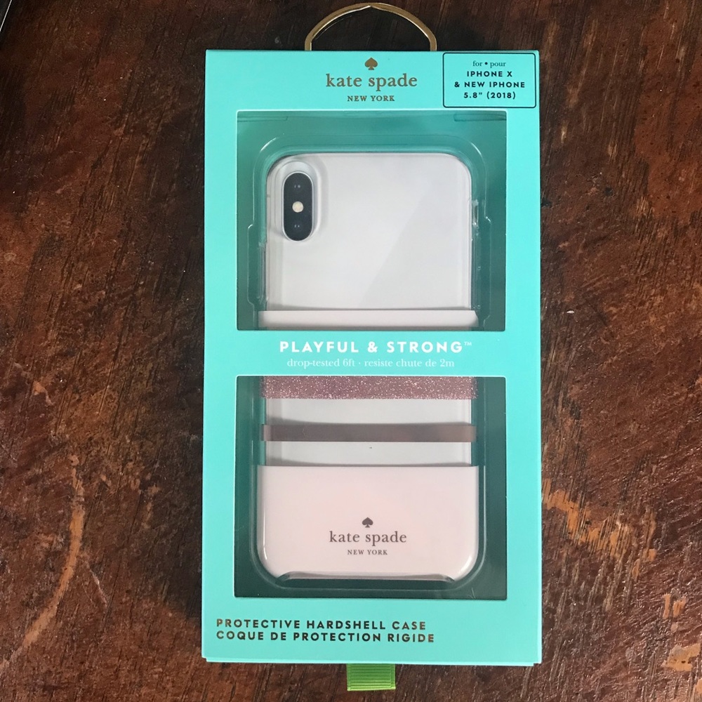 Kate Spade iPhone X/XS pink and gold striped case